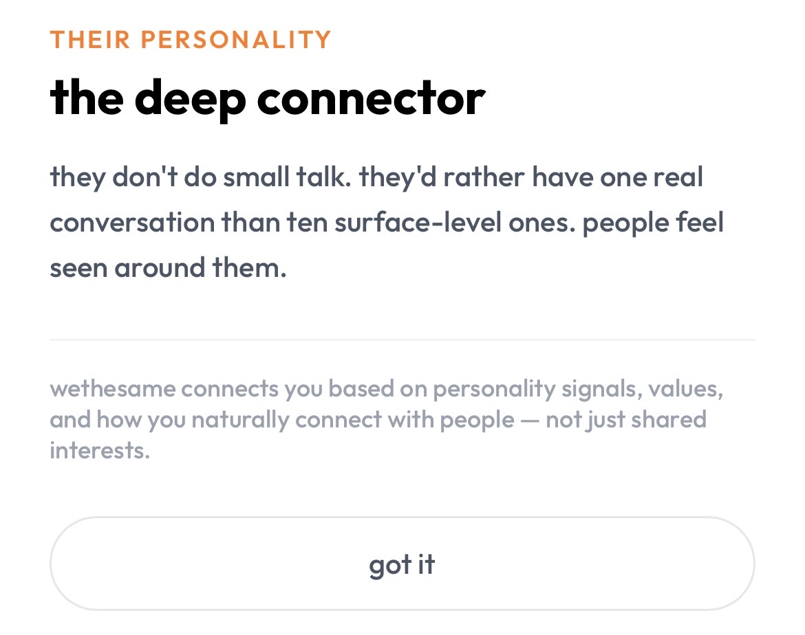 The Deep Connector personality result